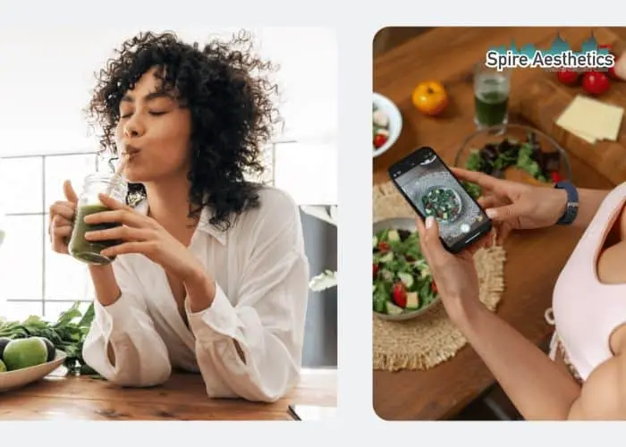 Image of woman looking into her diet and fat freezing Taunton to improve her health